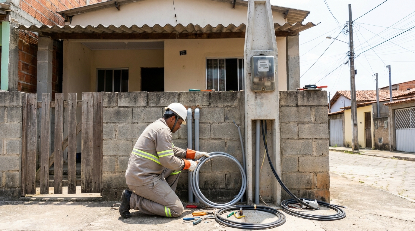 Instalação de Poste Padrão no SIM, Feira de Santana‑BA