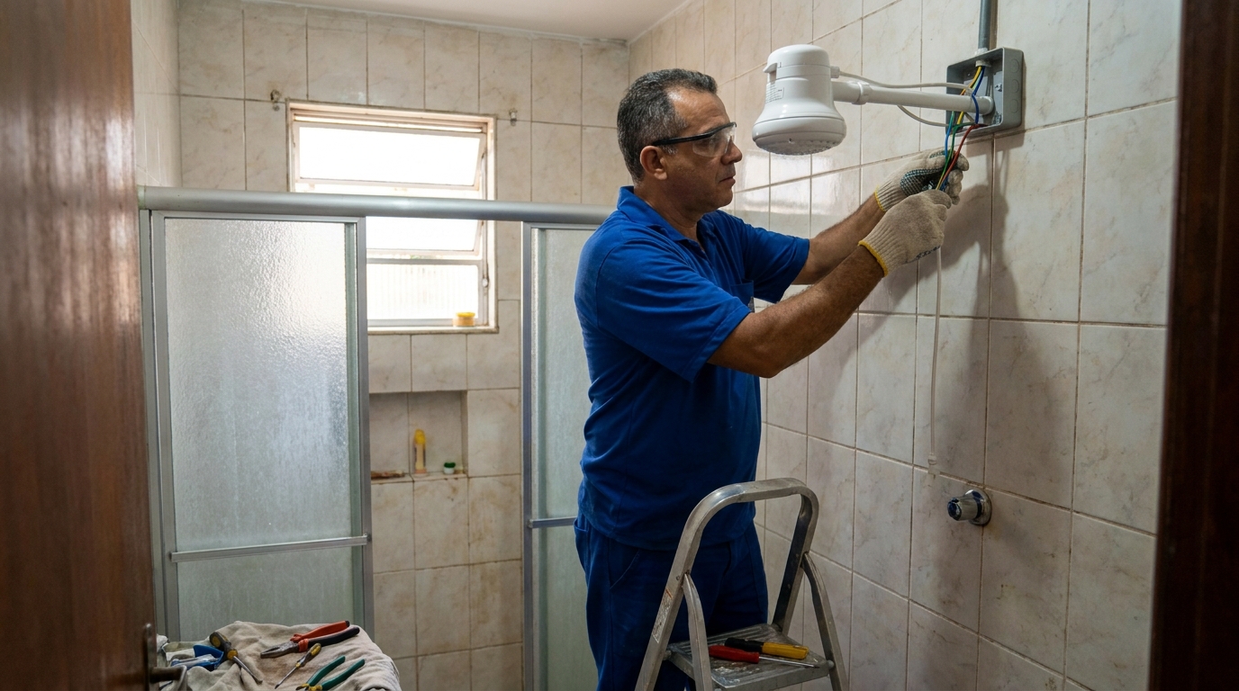 Substituição de Chuveiro Antigo em Feira de Santana‑BA